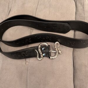 Black Leather Belt with Snake Buckle Disturbia NWT Sz L/XL